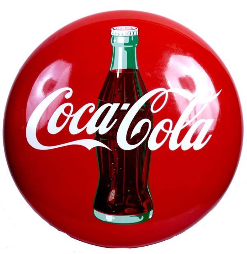 COCA-COLA 36 INCH PORCELAIN BUTTON SIGN