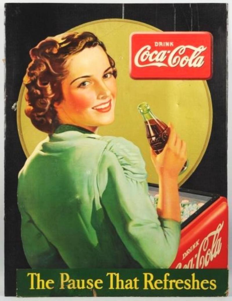 Large 1940 Cardboard Die Cut Coca-Cola Cutout Value & Price Guide