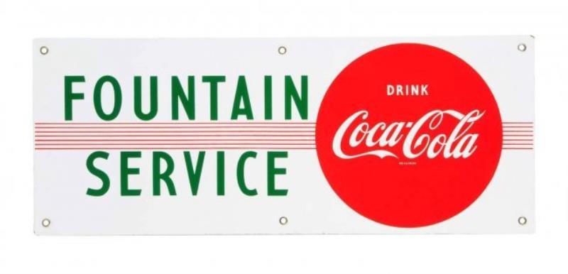 1950's Coca - Cola Porcelain Fountain Service Sign
