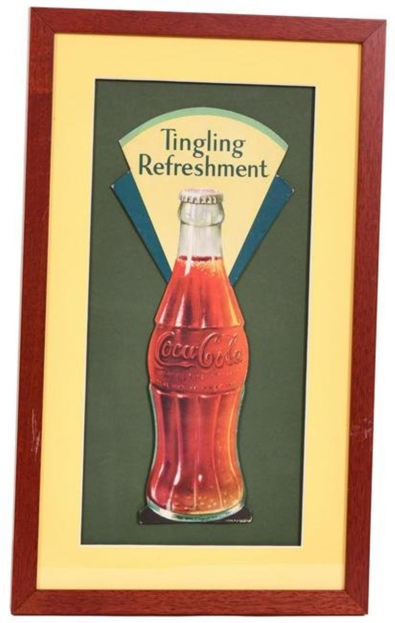 Coca-Cola Bottle "Tingling Refreshment" Cardboard Sign