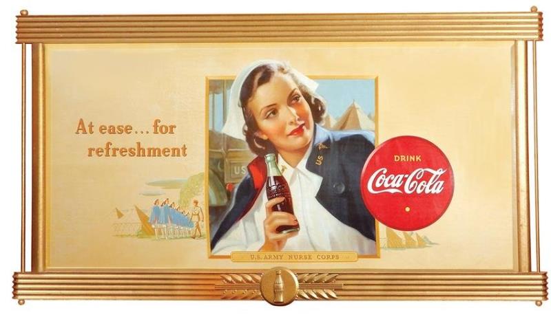 Coca-Cola Sign, "At ease... for refreshment", Kay