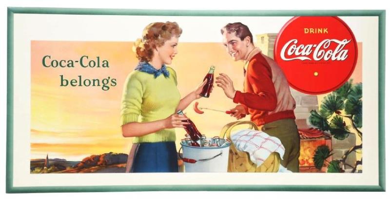 Large Coca-Cola Cardboard Advertising Sign.