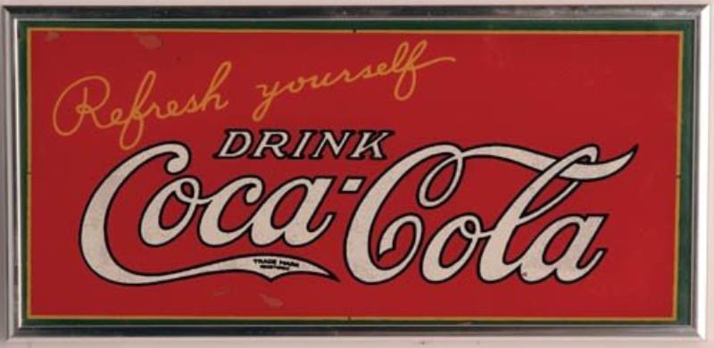 1926 Coca-Cola Reverse Glass Sign 6"x12"