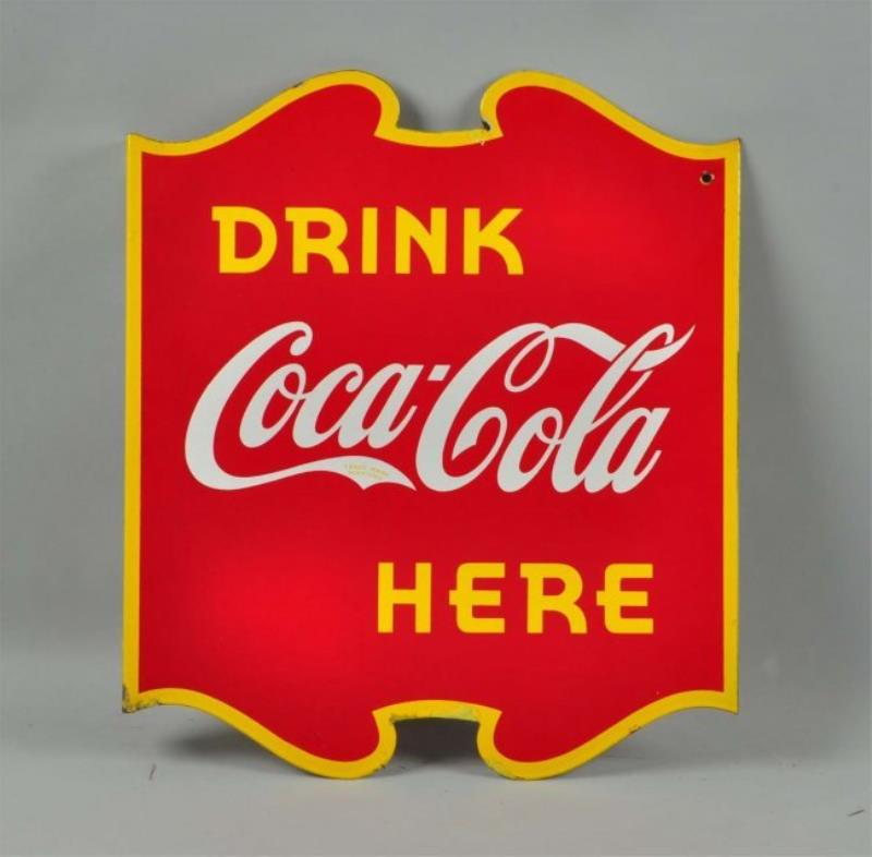 Drink Coca-Cola Here Porcelain Flange Sign