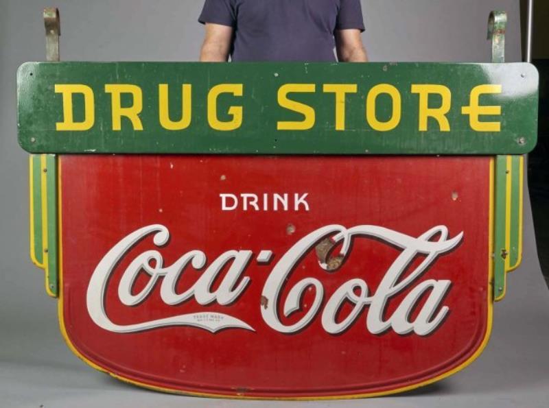 Large Coca Cola Drug Store Porcelain Sign