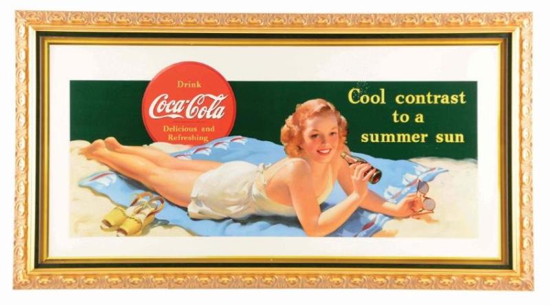 Framed Coca-Cola Bathing Girl Poster