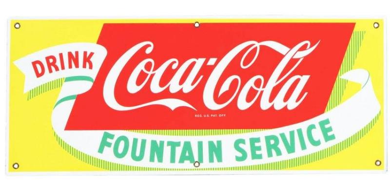 1950'S COCA COLA FOUNTAIN SERVICE SIGN