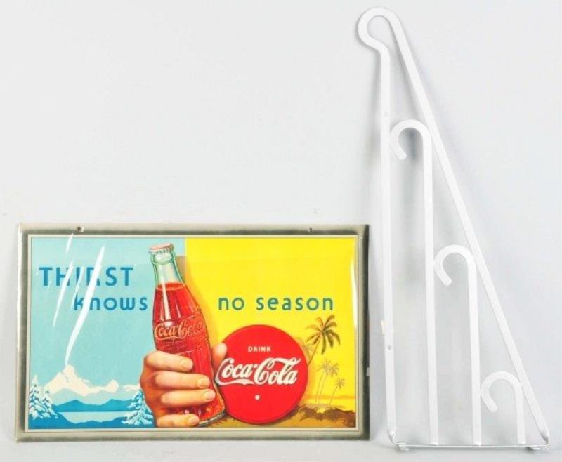 Cardboard Coca-Cola Sign with Bracket.