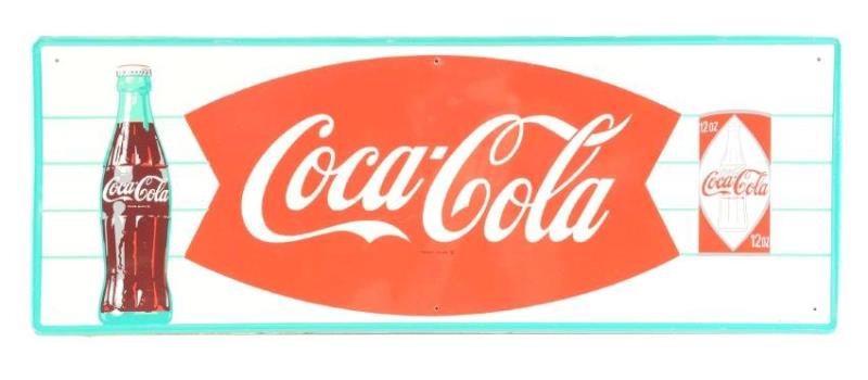 Self-Framed Tin Coca-Cola Bottle and Can Advertising