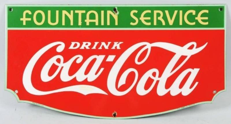 1938 Coca-Cola Elongated Shield Porcelain Sign.