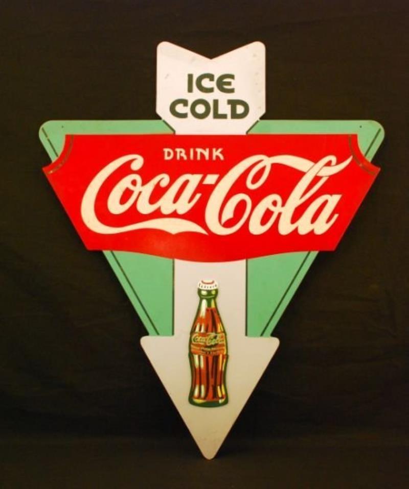 1930s Coca-Cola Arrow Triangle Wooden Sign