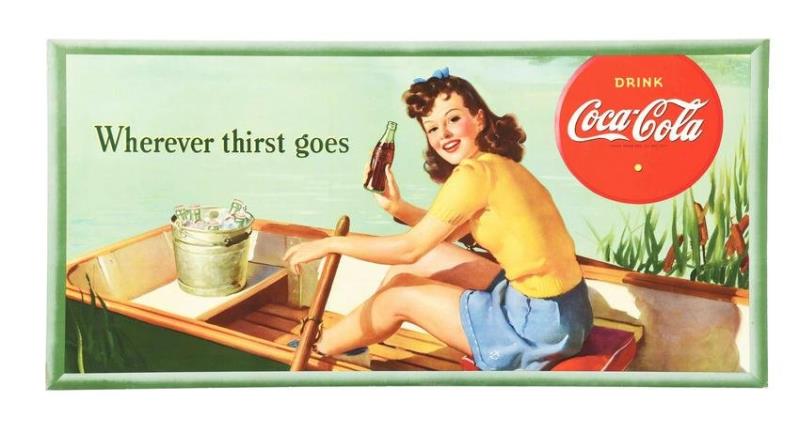 1942 CARDBOARD COCA-COLA POSTER "WHEREVER THIRST GOES".