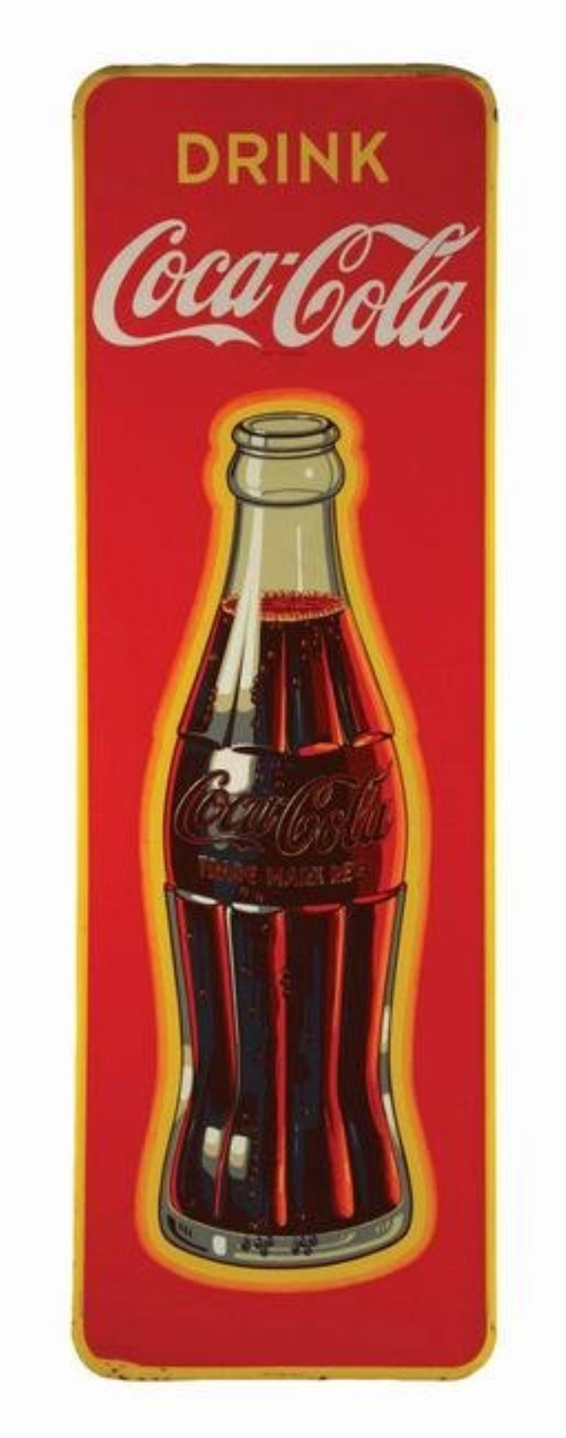 DRINK COCA-COLA SELF-FRAMED TIN ADVERTISING SIGN