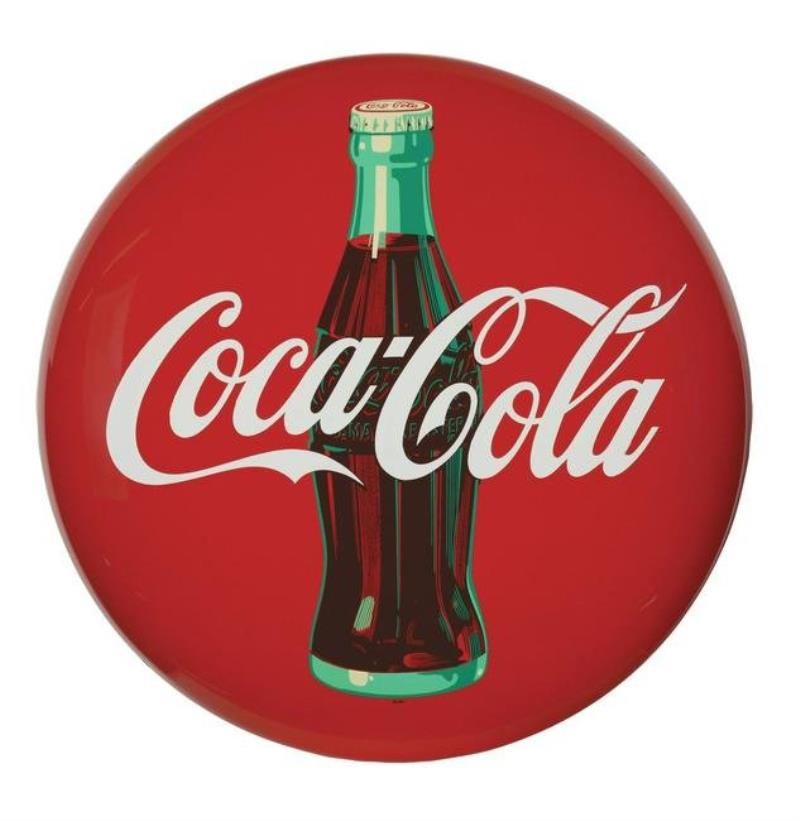1948 Coca-Cola Tin Button Sign.