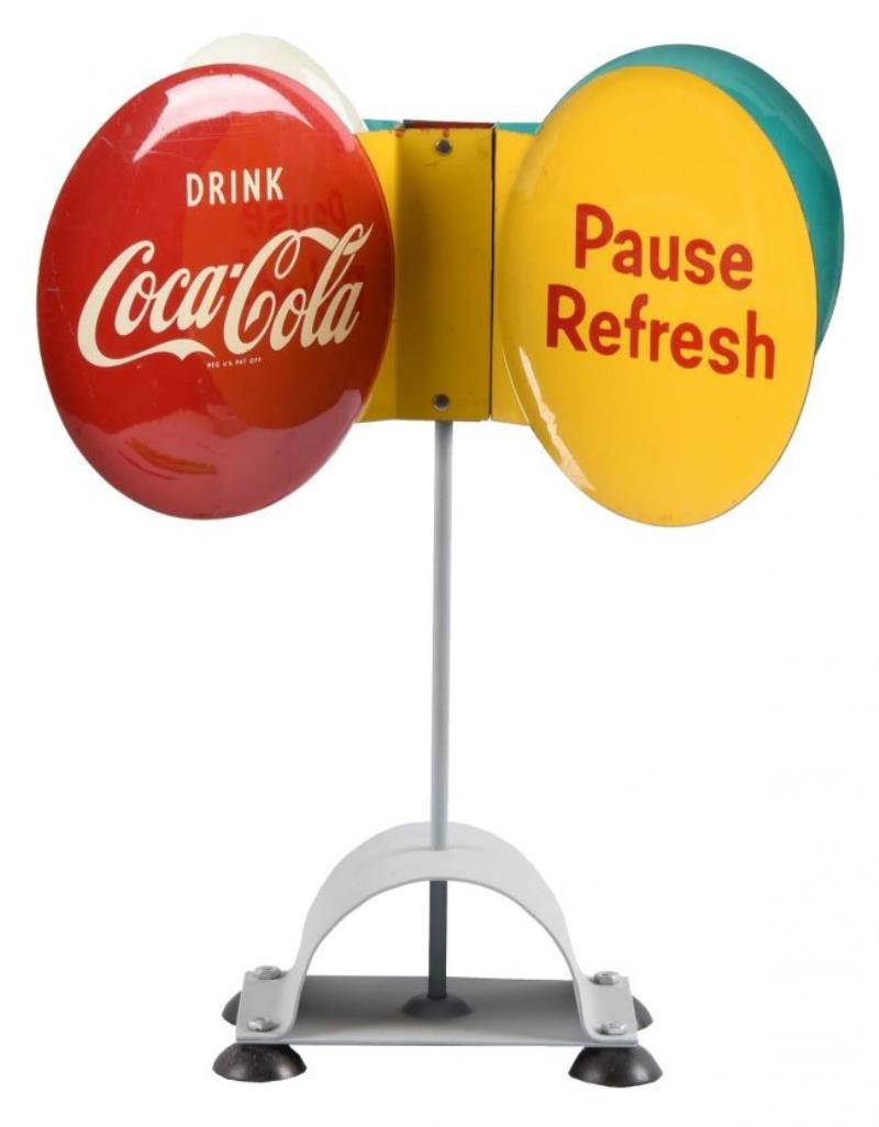 Coca-Cola Tin Spinner Sign for Vending Machines.
