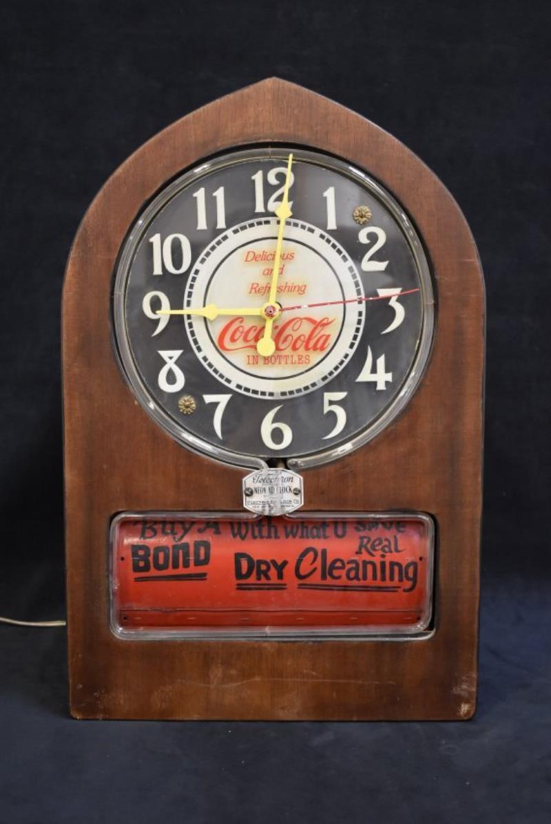 TELECHRON MOTORED COCA COLA NEON AD CLOCK