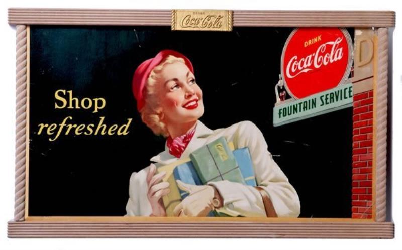 1949 COCA-COLA CARDBOARD POSTER with FRAME