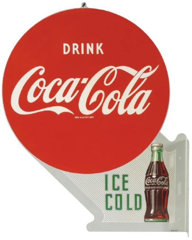 Coca-Cola sign, "Drink Coca-Cola Ice Cold" double-sided