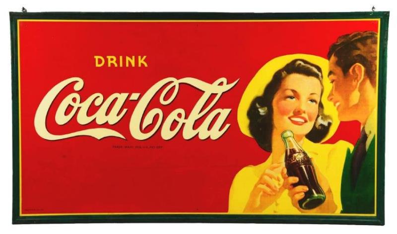 Large Self-Framed Tin Coca-Cola Advertising Sign.