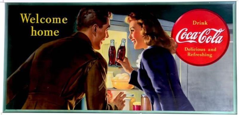 1944 LARGE HORIZONTAL COCA-COLA CARDBOARD POSTER