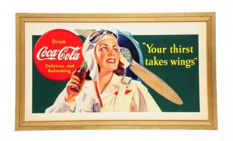 1940 Coca - Cola Aviator Cardboard Poster