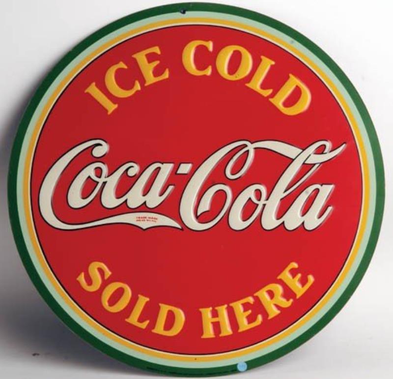 1933 Coca-Cola embossed tin sign
