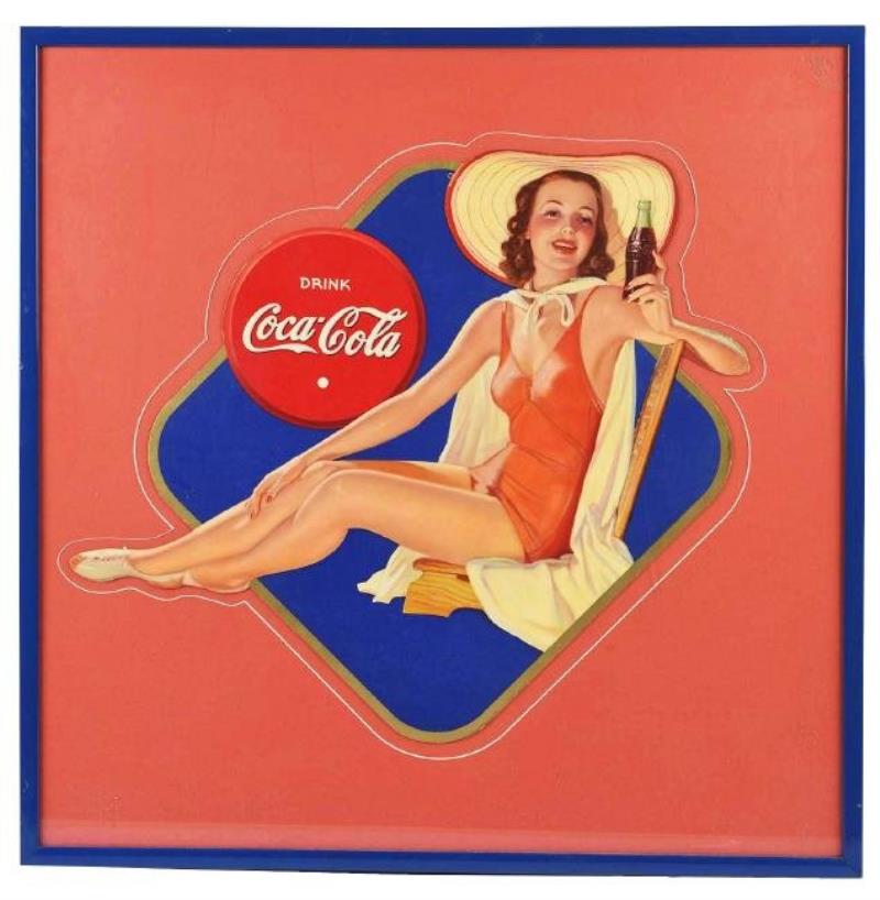 1940's Coca-Cola Cardboard Cutout Advertising Sign.