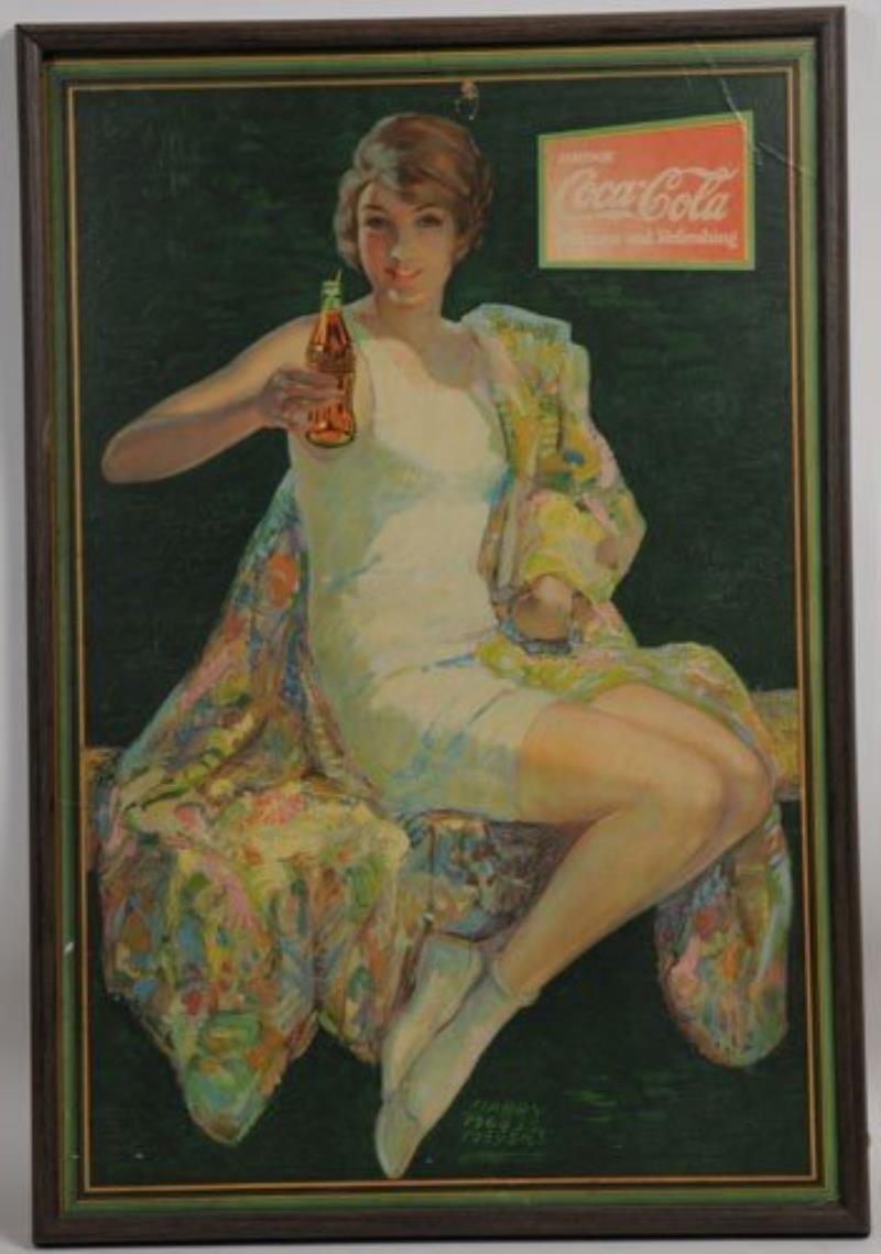1928 COCA-COLA TEXTURED CARDBOARD POSTER