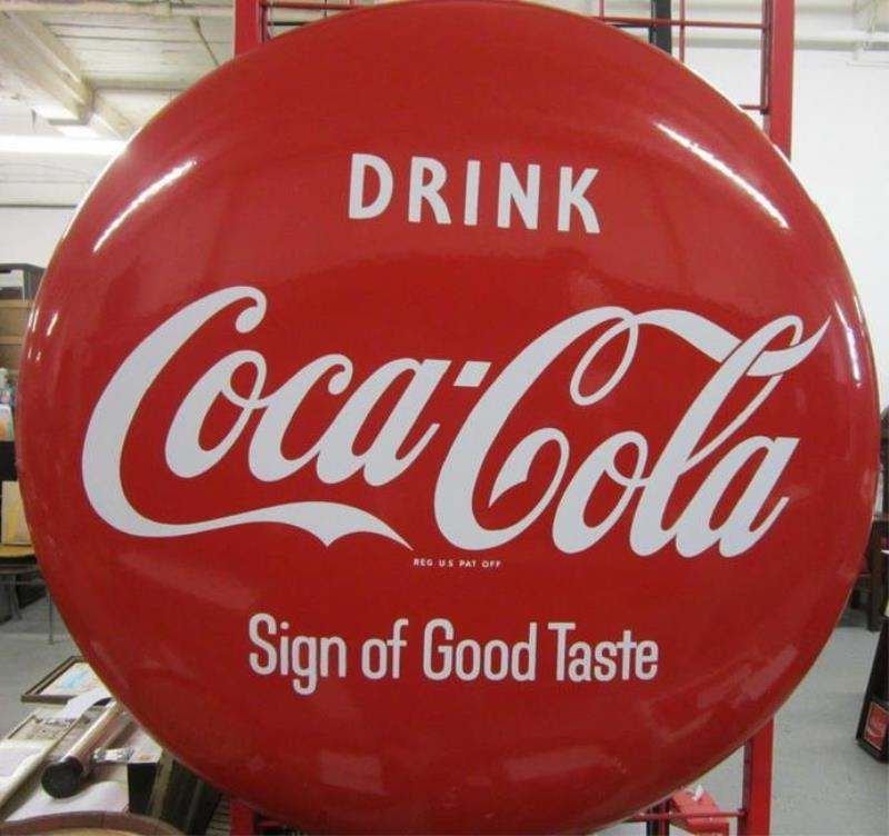 "Drink Coca-Cola" Enameled Convex Sign