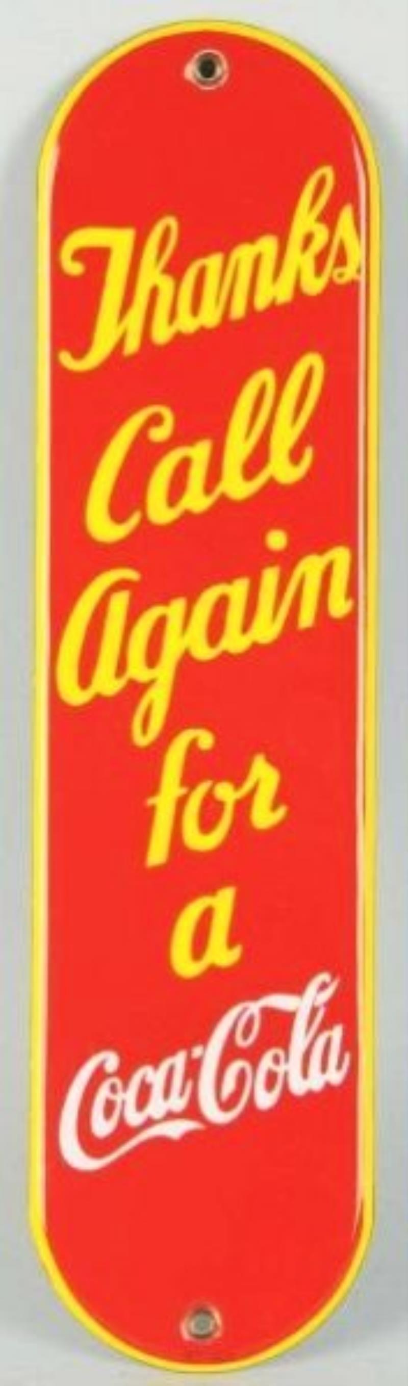 1940 Coca-Cola Porcelain Door Push
