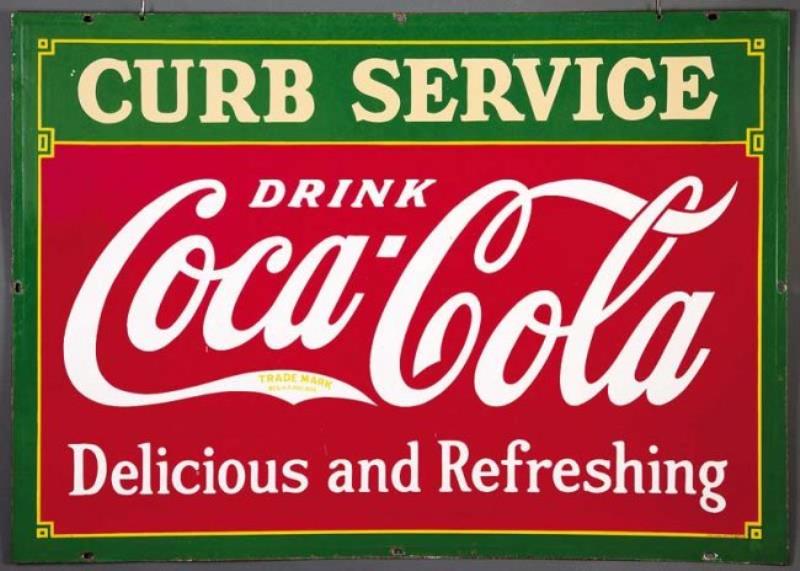A Rare Coca-Cola "Curb Service" Double-Sided Poly