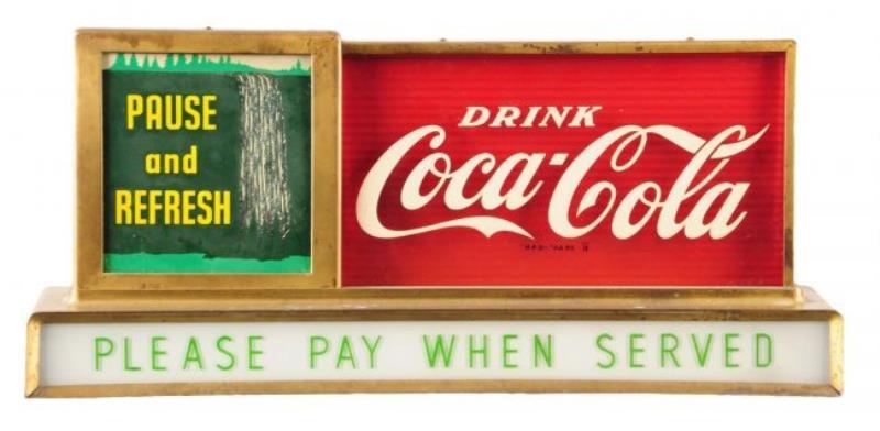 1950's Coca - Cola Waterfall Lighted Sign.