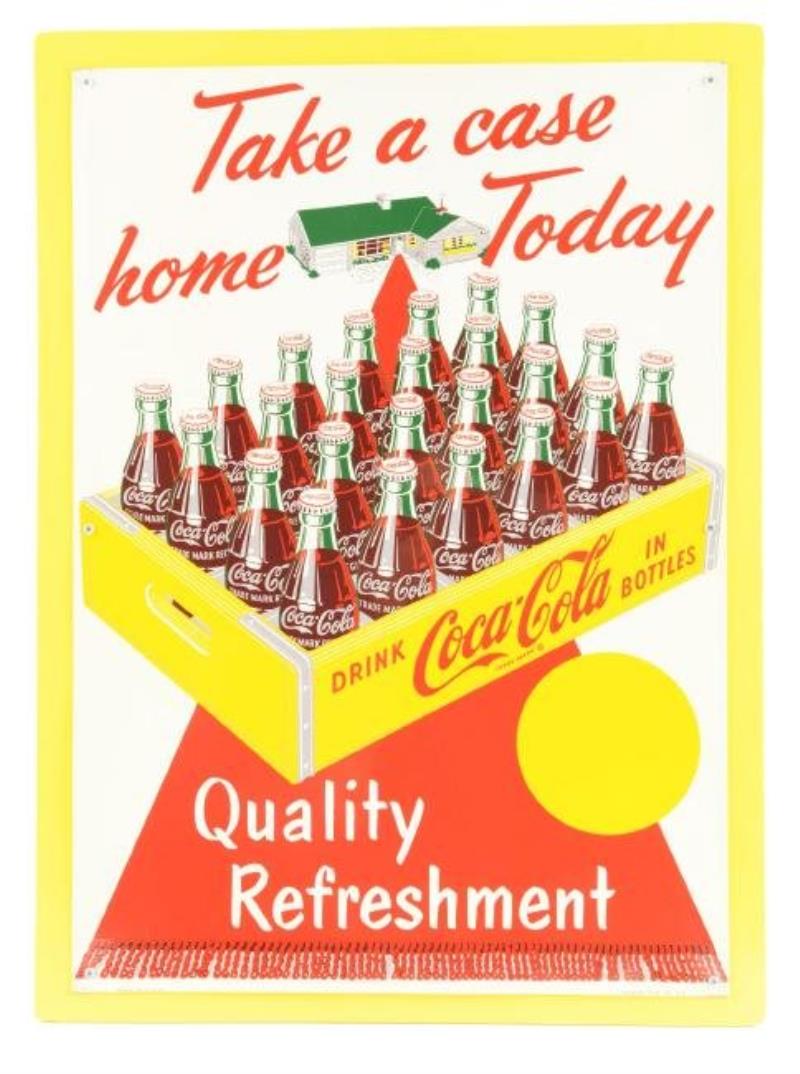 Take A Case Home Coca-Cola Tin Advertising Sign.