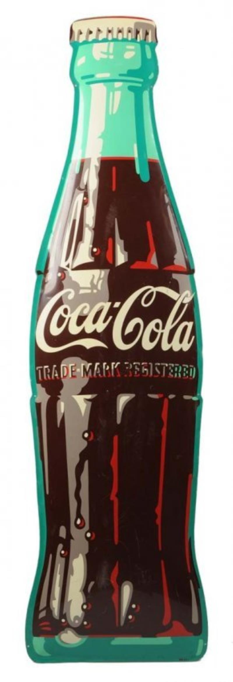 June, 1951 Coca - Cola Tin Bottle Sign.