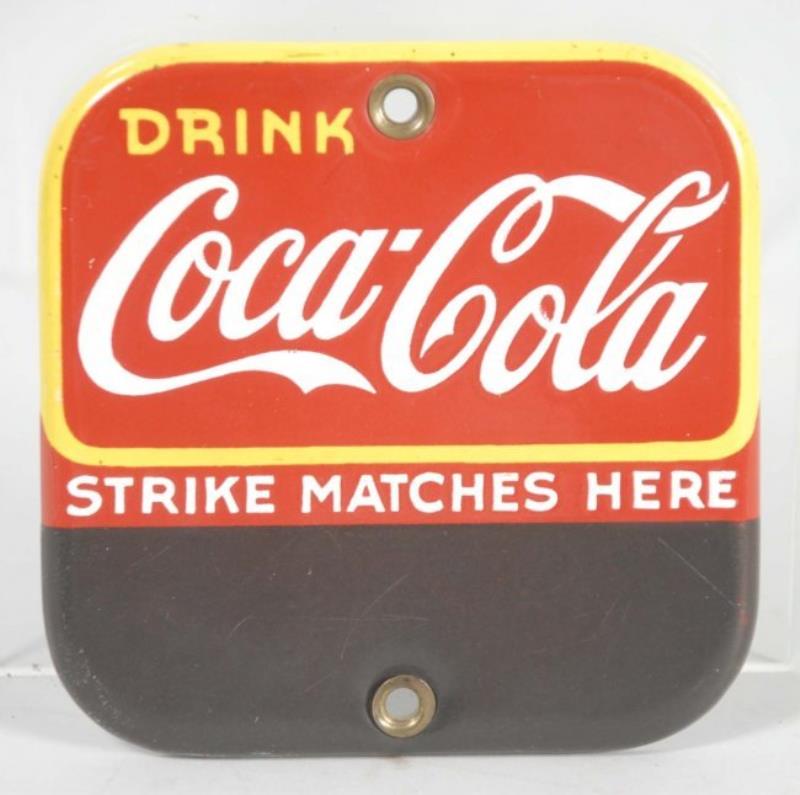 1940s Coca-Cola Porcelain Matchstrike Plate.