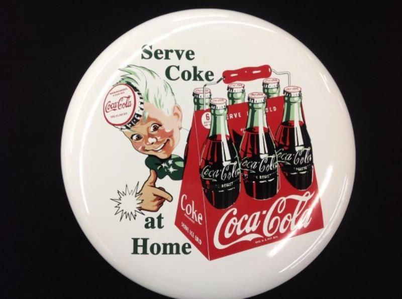 N.O.S. Porcelain 16” Sprite Boy Coca-Cola Button