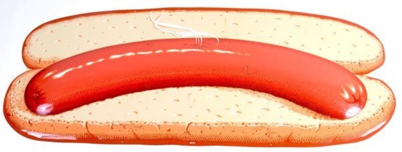 COCA-COLA EMBOSSED TIN HOT DOG CUTOUT SIGN