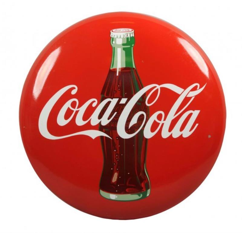1950's Coca - Cola Porcelain Button with Bottle