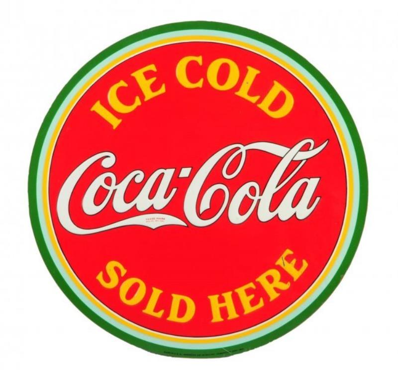 1933 Coca - Cola Embossed Tin Sign.