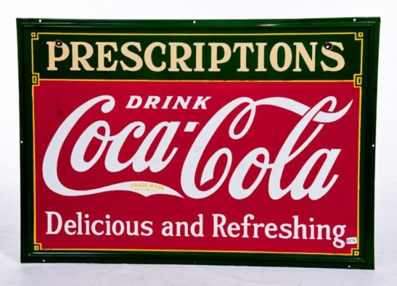 38-Coca Cola 1930's Drugstore Porcelain sign