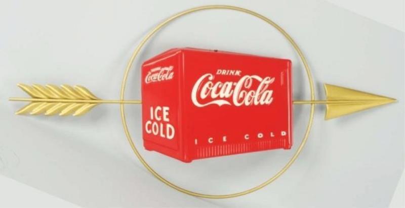 1930s Coca-Cola Embossed Tin Cooler & Arrow