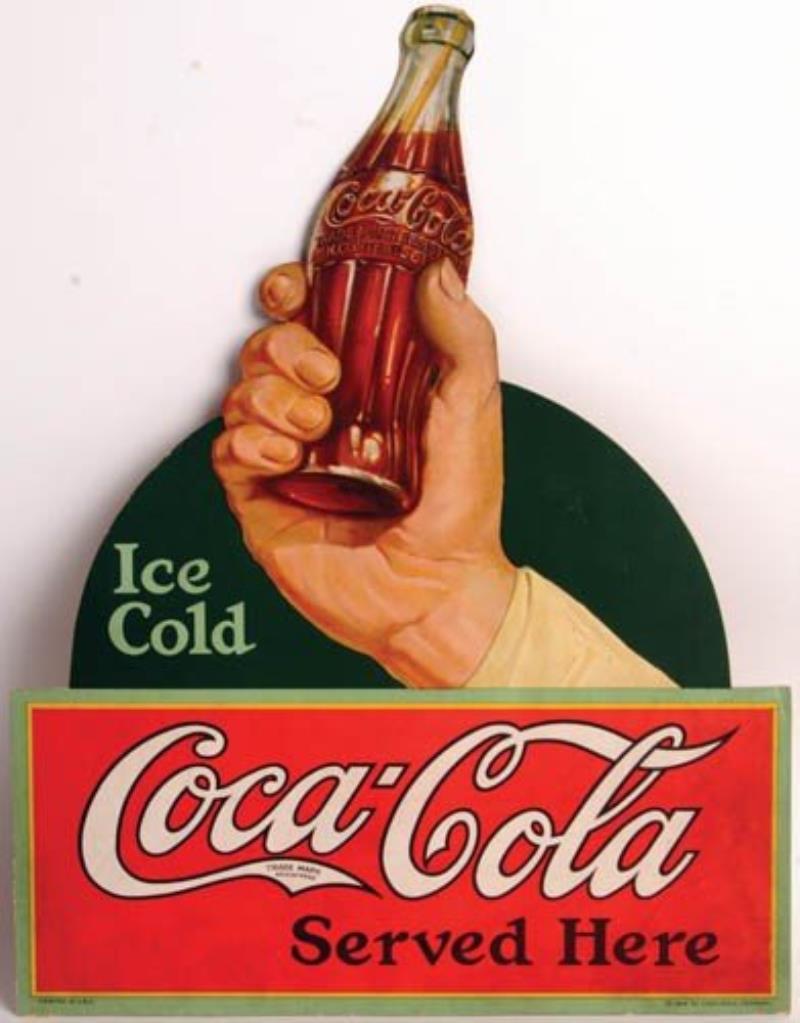 1926 Coca-Cola cardboard cutout, string hanger