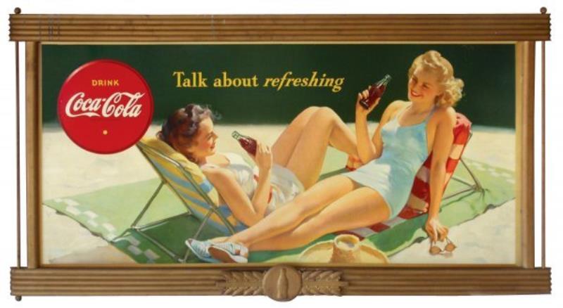 Coca-Cola cdbd sign, 1943 bathing suit girls in o