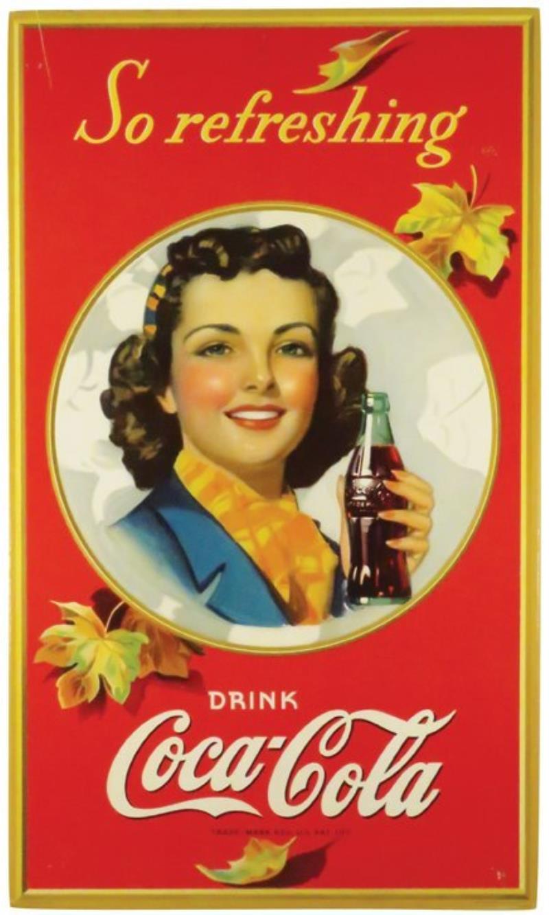 1941 Coca Cola Autumn Girl Cardboard Sign