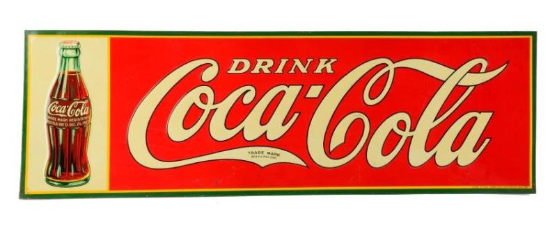 1934 Embossed Tin Coca - Cola Advertising Sign