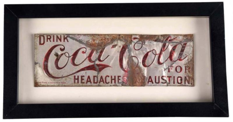 Late 1800's Coca - Cola Embossed Tin Sign