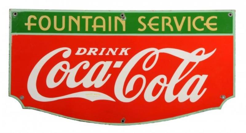 1936 Coca - Cola Fountain Service Porcelain Sign