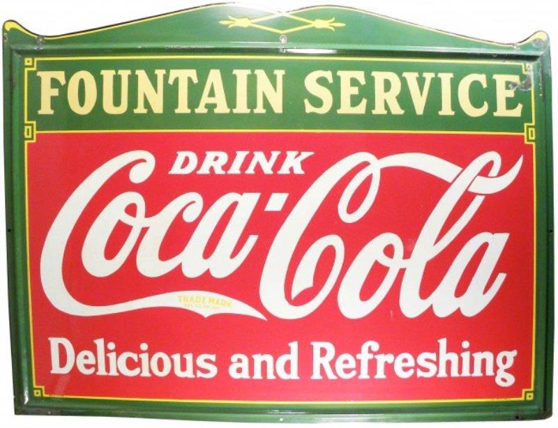 Coca Cola Porcelain Fountain Service Sign