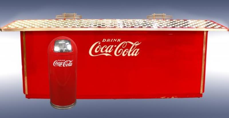 Large Coca Cola Tiled Bar & Trash Can