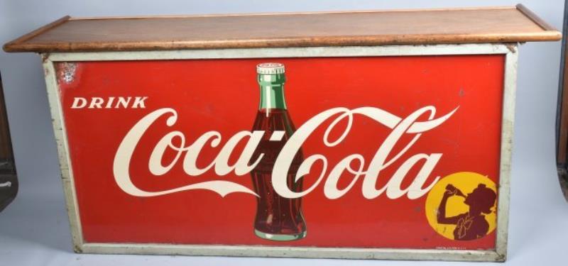 1950s COCA COLA MOVABLE BAR w/ TIN SIGNS